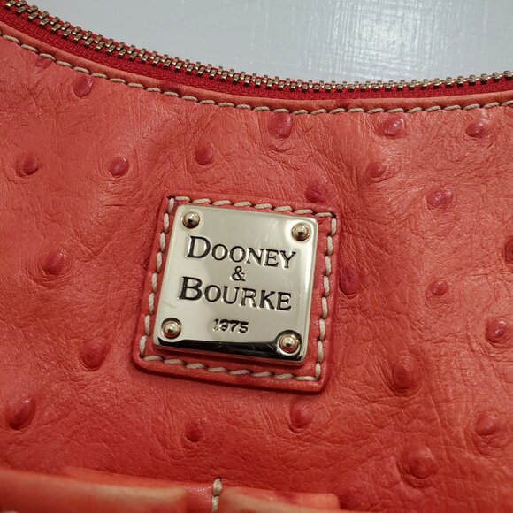 Dooney & Bourke J8611892 Pumpkin Orange Ostrich Leather Medium Hobo Shoulder Bag - Picture 2 of 16